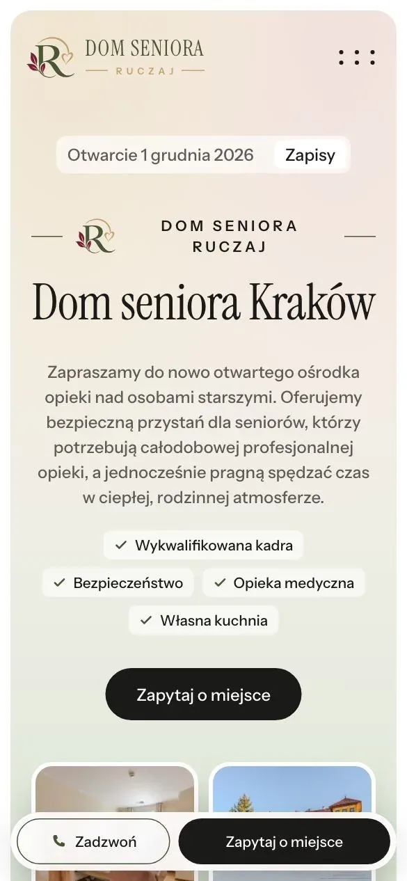 Strona Dom Seniora Ruczaj na telefonie