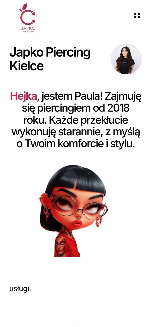 Strona Japko Piercing na telefonie